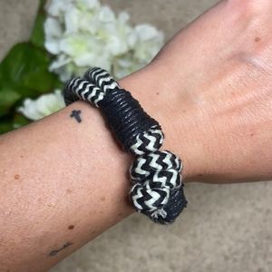 Black and white chevron rope bracelet